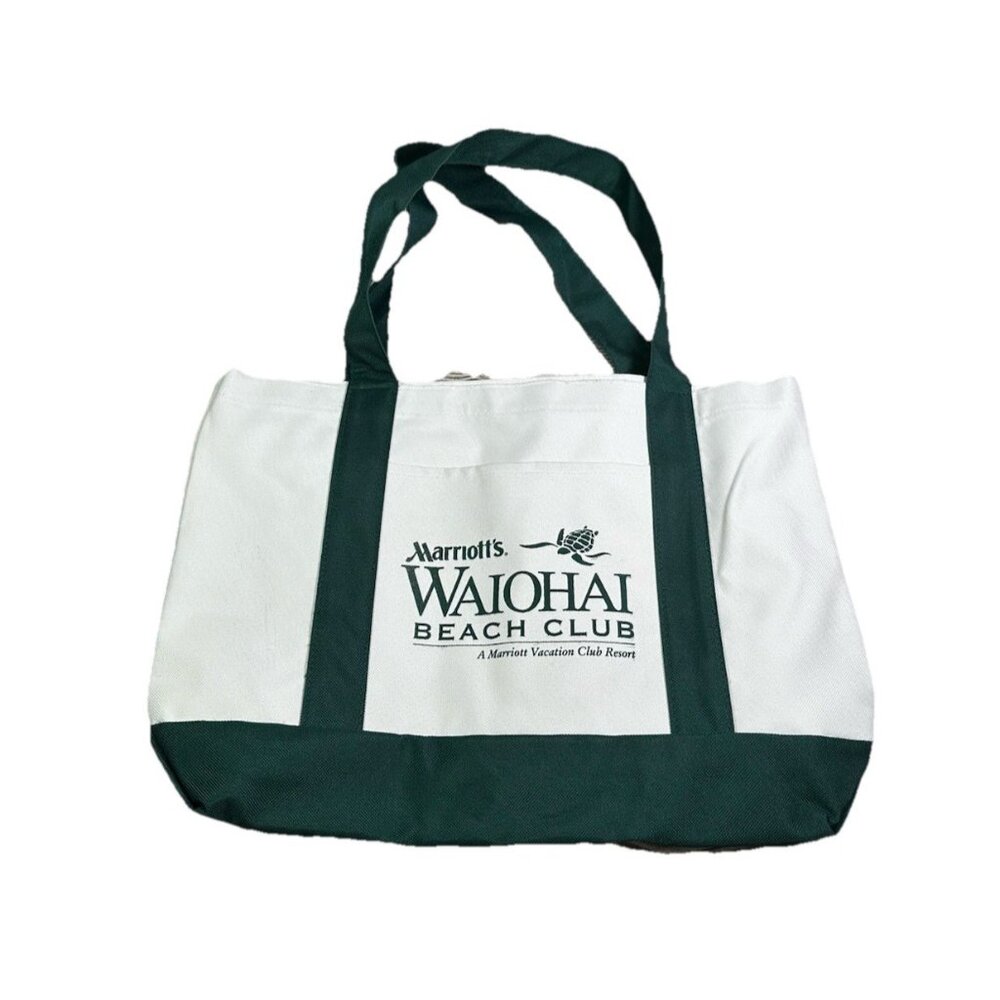 Marrott Waiohai Beach Club Canvas Green Tote Pool Beach Bag